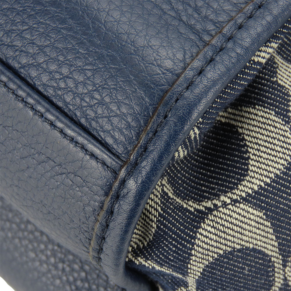 COACH Tote Bag F32622 Canvas, Leather Navy Signature Women Used Authentic