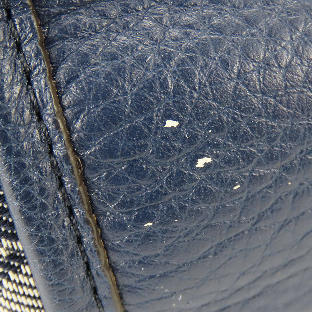 COACH Tote Bag F32622 Canvas, Leather Navy Signature Women Used Authentic