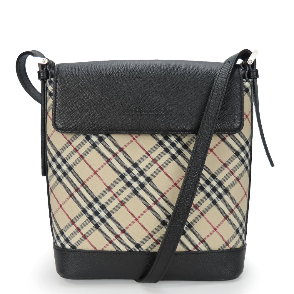 BURBERRY Shoulder Bag Canvas, Leather black Women Used Authentic