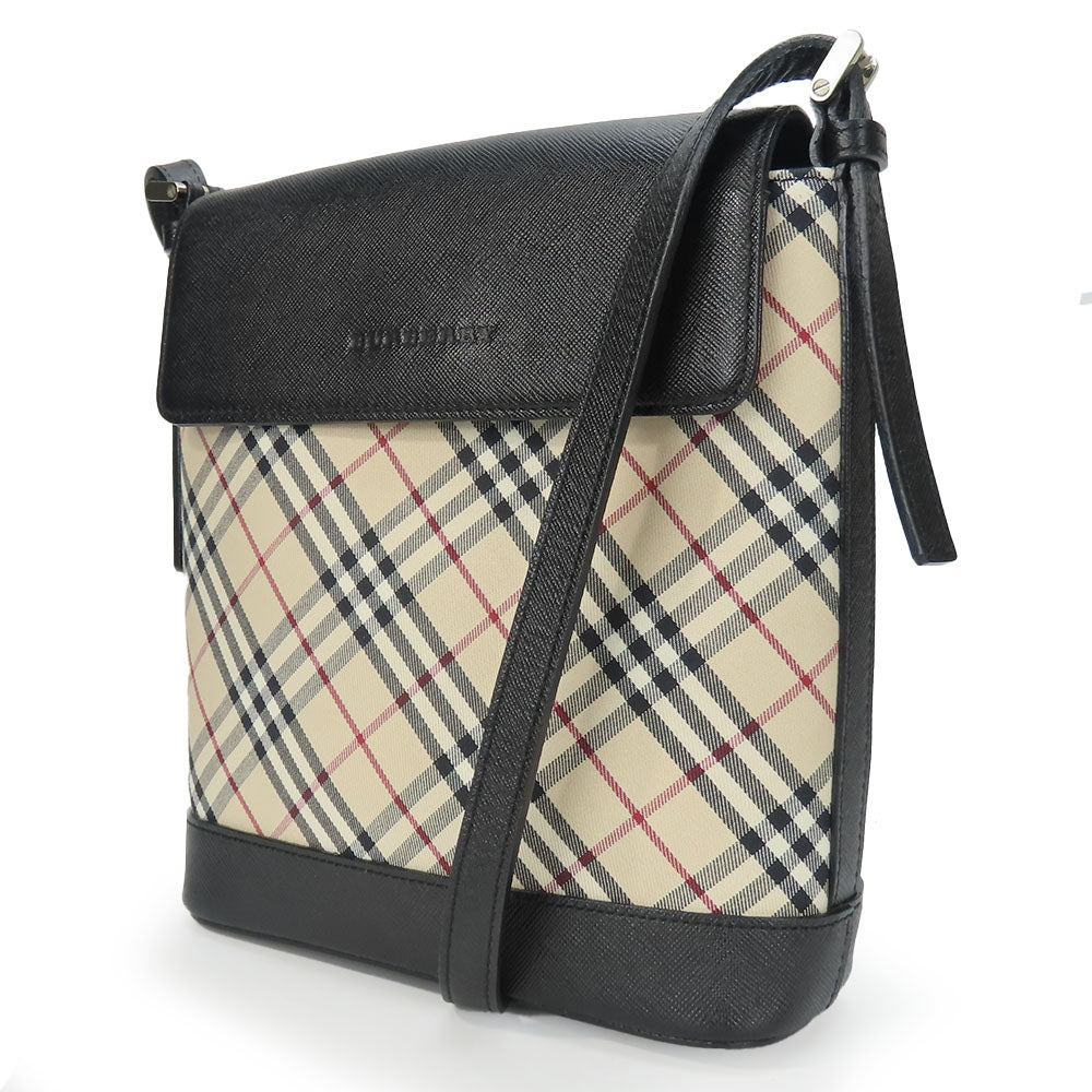 BURBERRY Shoulder Bag Canvas, Leather black Women Used Authentic