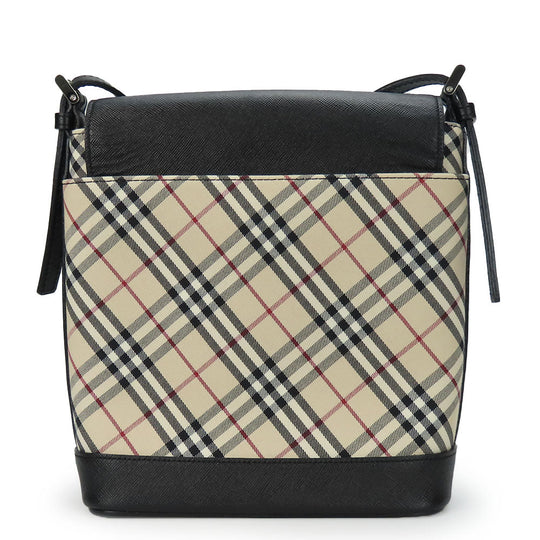 BURBERRY Shoulder Bag Canvas, Leather black Women Used Authentic