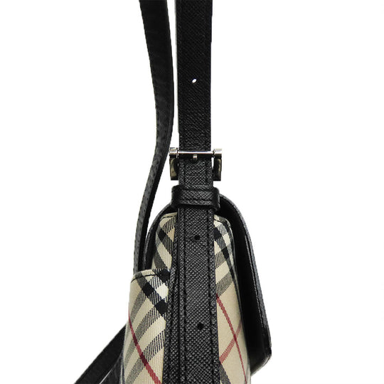 BURBERRY Shoulder Bag Canvas, Leather black Women Used Authentic