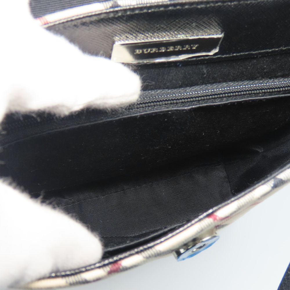 BURBERRY Shoulder Bag Canvas, Leather black Women Used Authentic