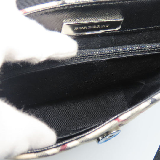 BURBERRY Shoulder Bag Canvas, Leather black Women Used Authentic