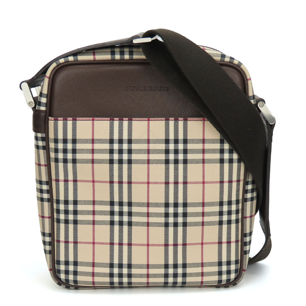 BURBERRY Shoulder Bag Canvas, Leather Brown Women Used Authentic