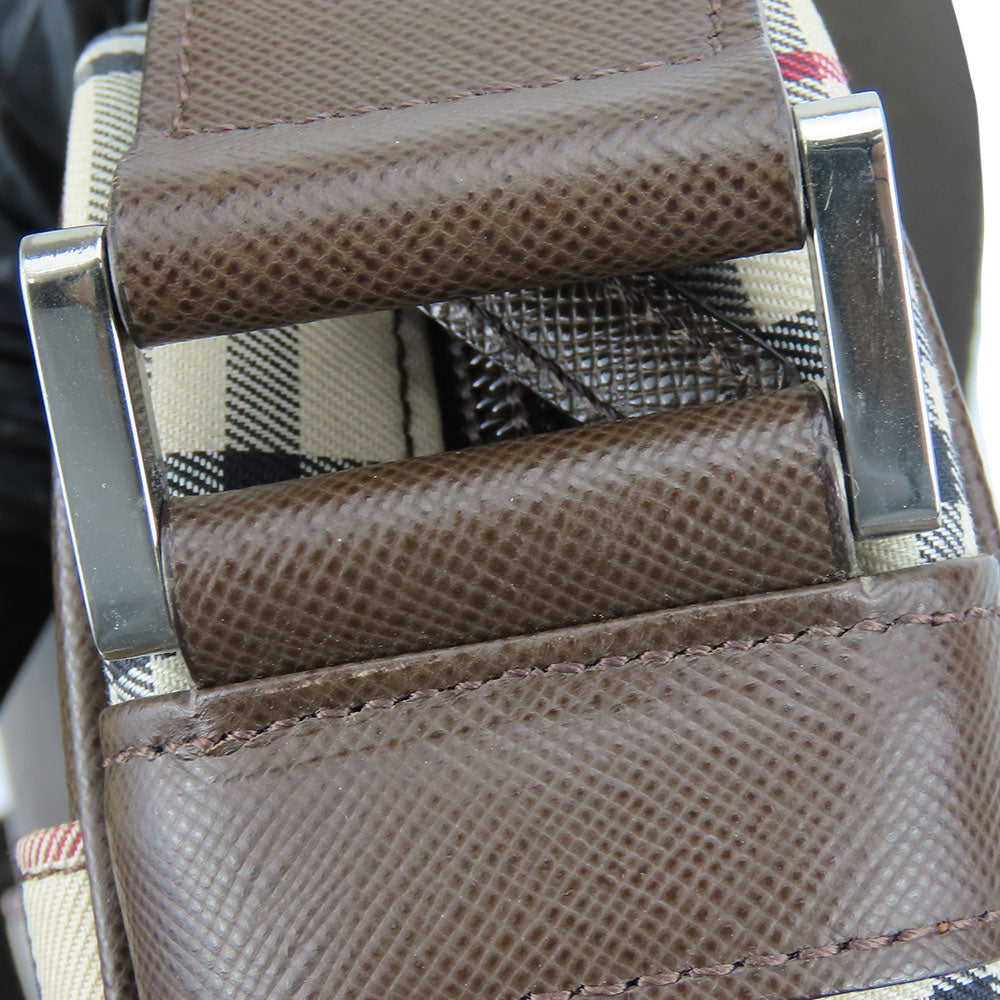 BURBERRY Shoulder Bag Canvas, Leather Brown Women Used Authentic