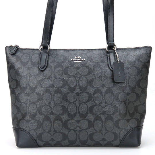 COACH Tote Bag F29208 Leather, PVC black Signature Women Used Authentic