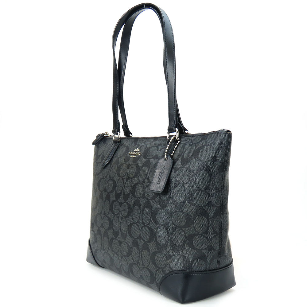 COACH Tote Bag F29208 Leather, PVC black Signature Women Used Authentic