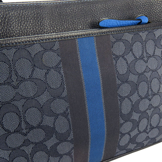 COACH Messenger bag C5291 Canvas, Leather Navy Signature Thompson mens Used Authentic