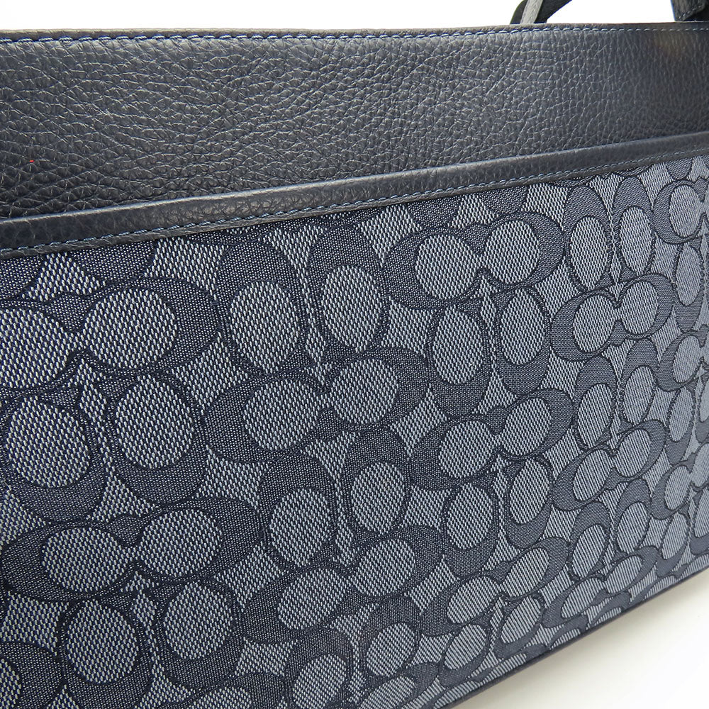 COACH Messenger bag C5291 Canvas, Leather Navy Signature Thompson mens Used Authentic