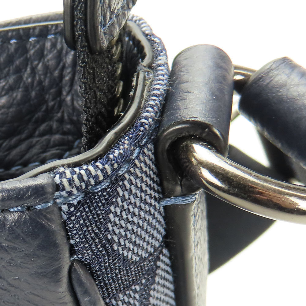 COACH Messenger bag C5291 Canvas, Leather Navy Signature Thompson mens Used Authentic