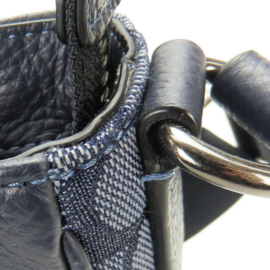 COACH Messenger bag C5291 Canvas, Leather Navy Signature Thompson mens Used Authentic