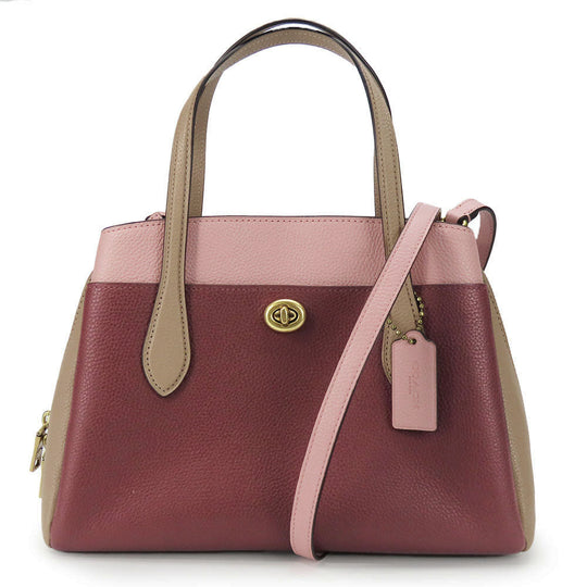 COACH Handbag 5208 leather wine-red Women Used Authentic