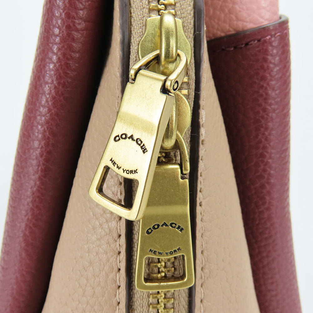 COACH Handbag 5208 leather wine-red Women Used Authentic