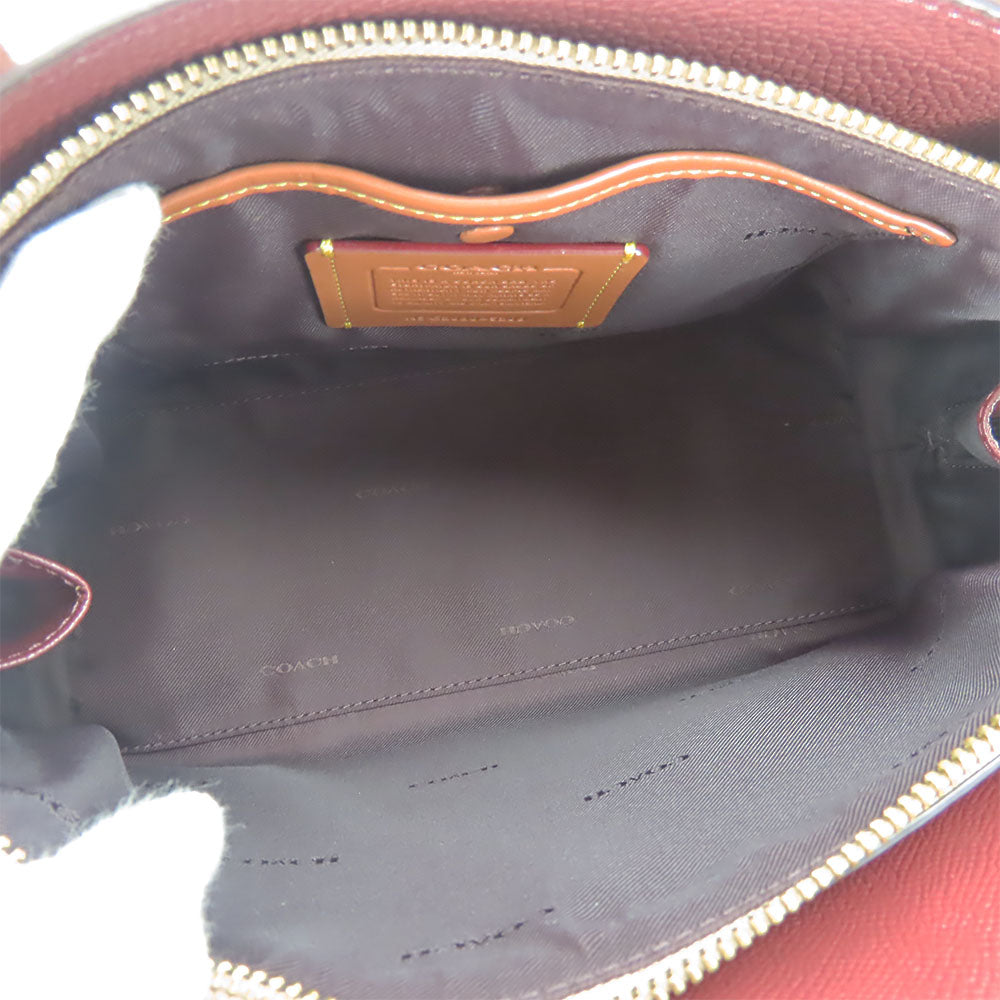 COACH Handbag 5208 leather wine-red Women Used Authentic