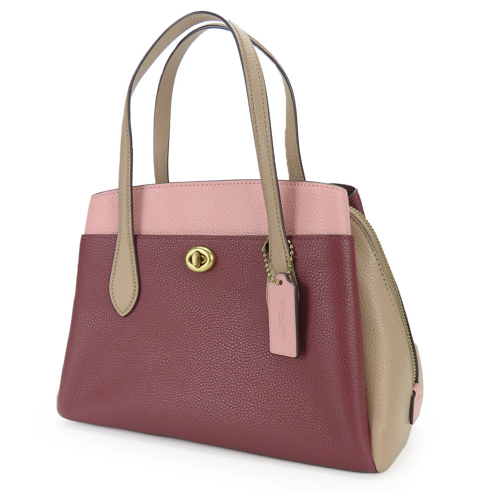 COACH Handbag 5208 leather wine-red Women Used Authentic