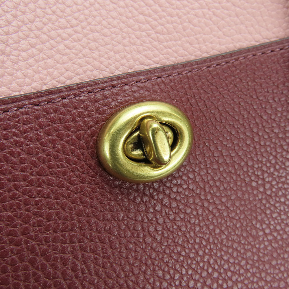 COACH Handbag 5208 leather wine-red Women Used Authentic