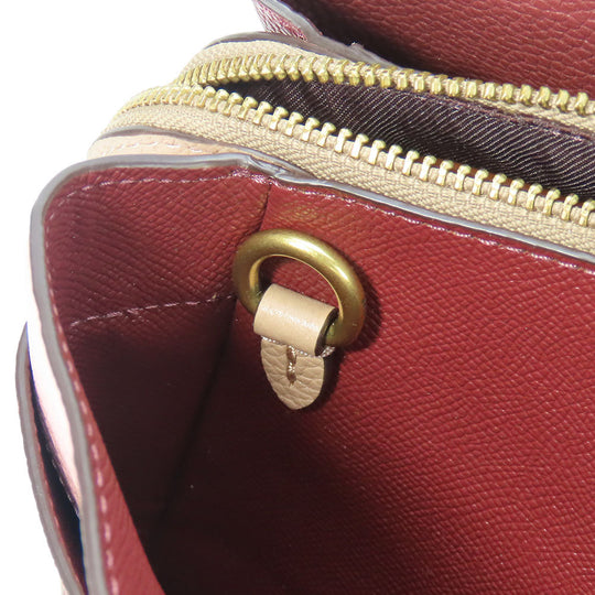 COACH Handbag 5208 leather wine-red Women Used Authentic
