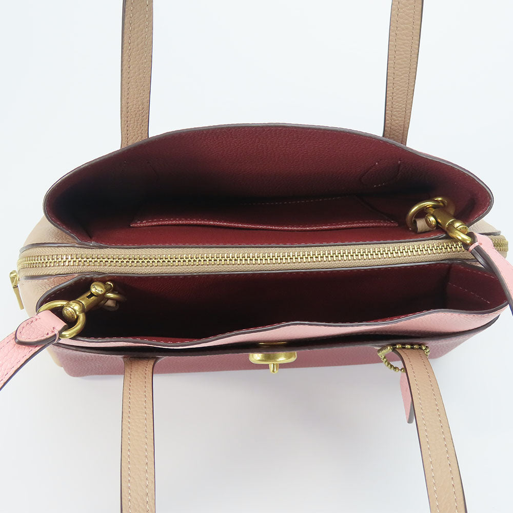 COACH Handbag 5208 leather wine-red Women Used Authentic