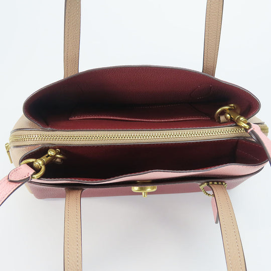 COACH Handbag 5208 leather wine-red Women Used Authentic