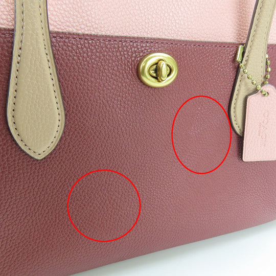 COACH Handbag 5208 leather wine-red Women Used Authentic