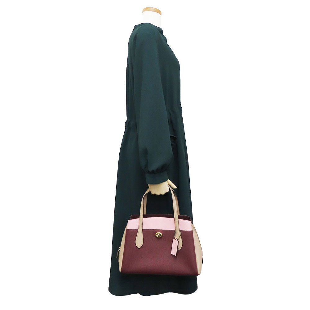 COACH Handbag 5208 leather wine-red Women Used Authentic