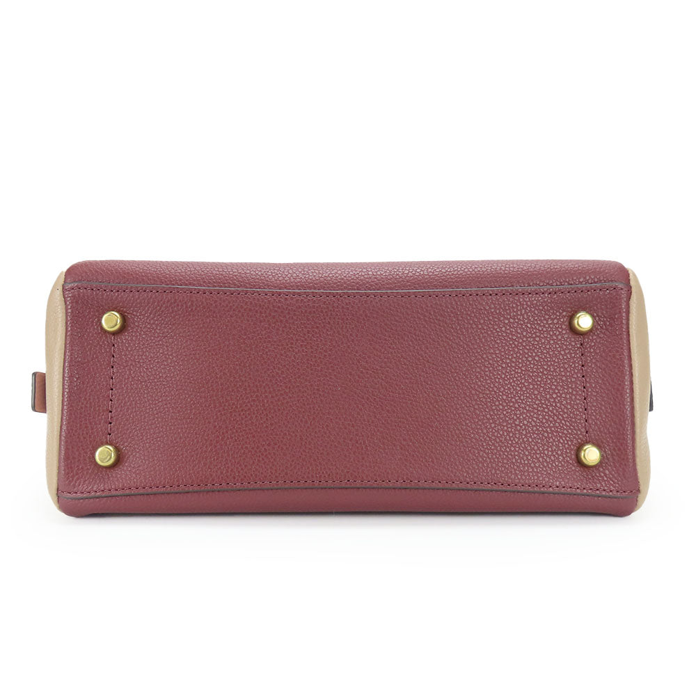 COACH Handbag 5208 leather wine-red Women Used Authentic