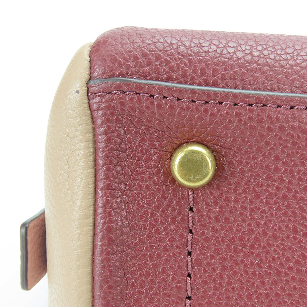 COACH Handbag 5208 leather wine-red Women Used Authentic