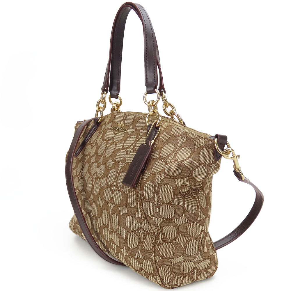 COACH Handbag F27582 Canvas, Leather Brown Women Used Authentic