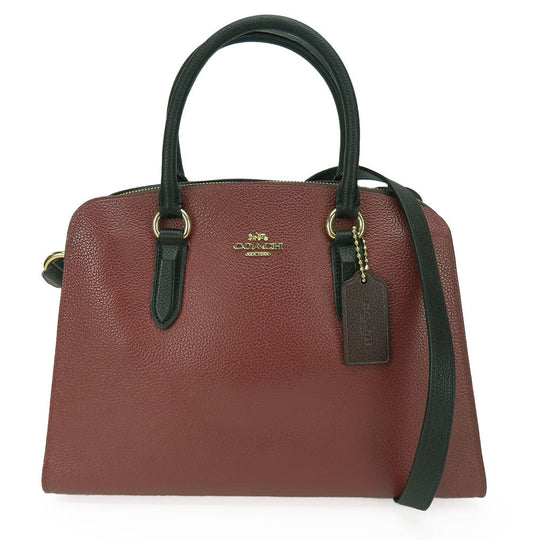 COACH Handbag 76089 leather wine-red Channing Carryall Women Used Authentic