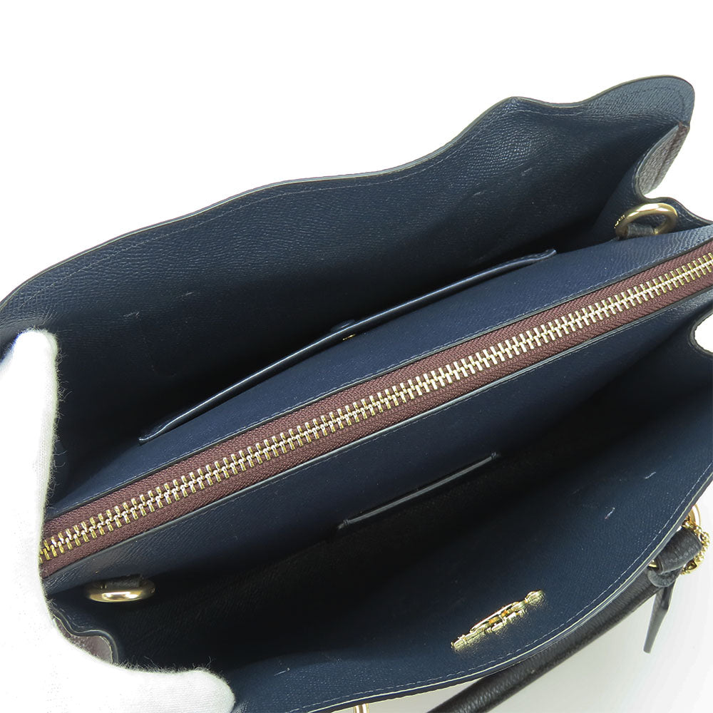 COACH Handbag 76089 leather wine-red Channing Carryall Women Used Authentic