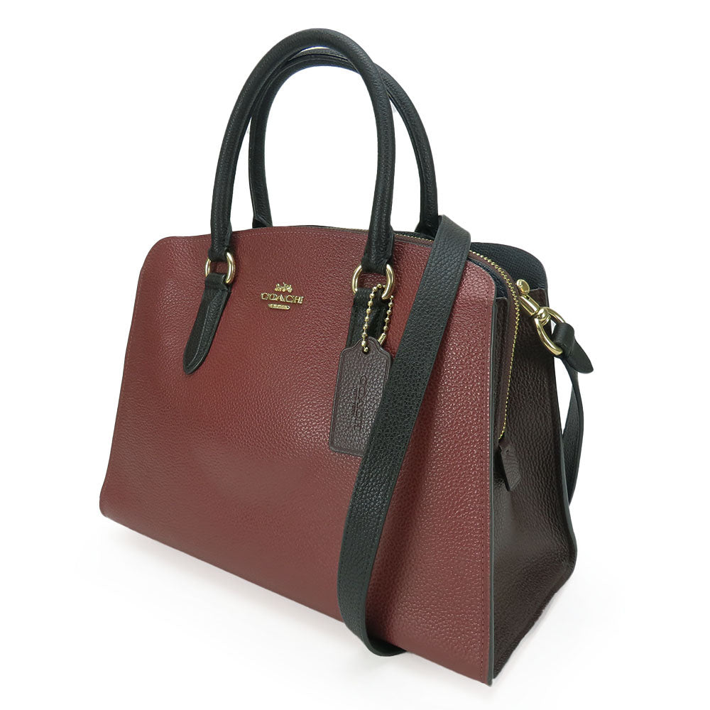 COACH Handbag 76089 leather wine-red Channing Carryall Women Used Authentic