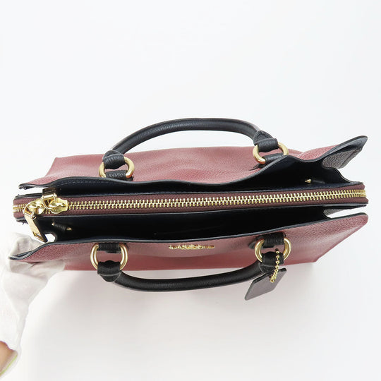 COACH Handbag 76089 leather wine-red Channing Carryall Women Used Authentic