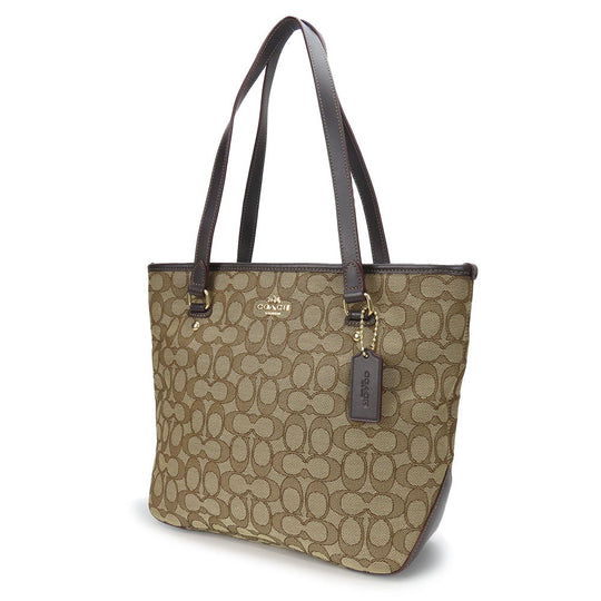 COACH Tote Bag F58282 Canvas, Leather beige Women Used Authentic