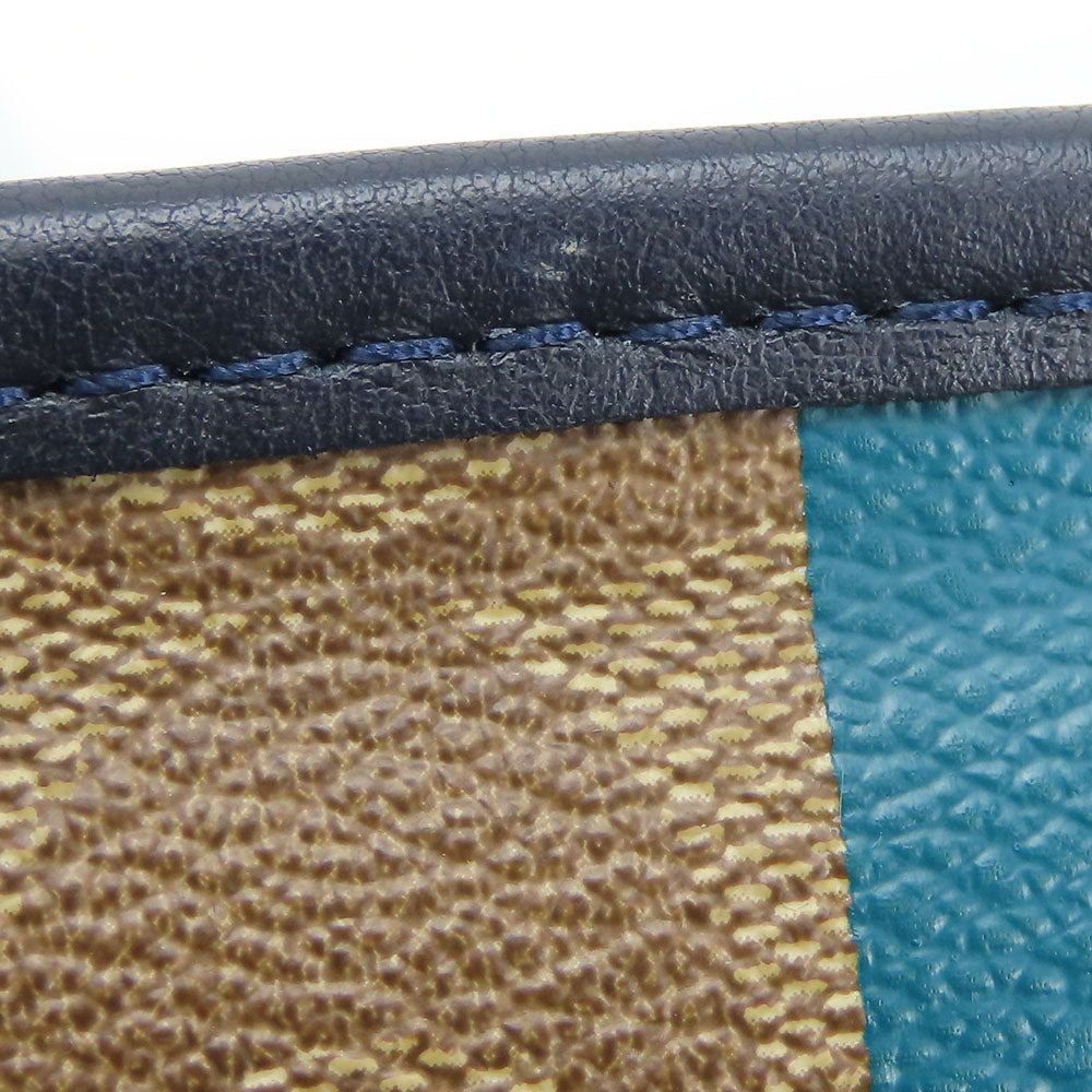 COACH Tote Bag F38405 Leather, PVC coated canvas Brown Varsity Stripes Women Used Authentic