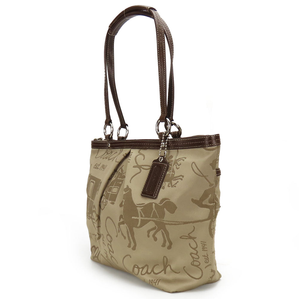 COACH Tote Bag F14482 Canvas, Leather beige Women Used Authentic