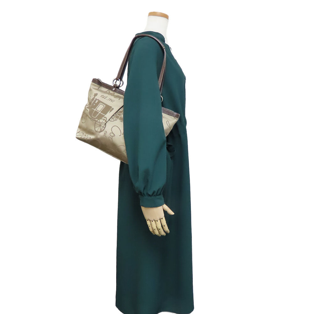 COACH Tote Bag F14482 Canvas, Leather beige Women Used Authentic