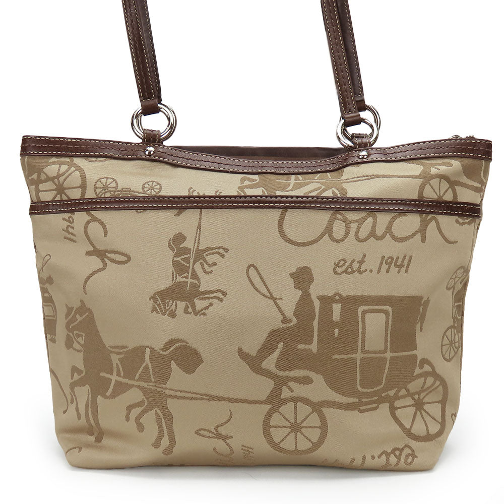 COACH Tote Bag F14482 Canvas, Leather beige Women Used Authentic