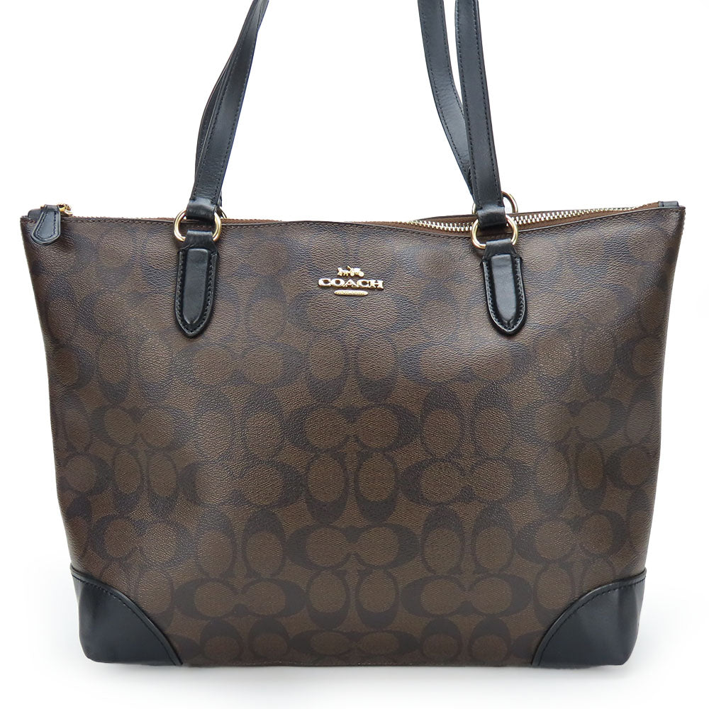 COACH Tote Bag F29208 Leather, PVC Brown Women Used Authentic