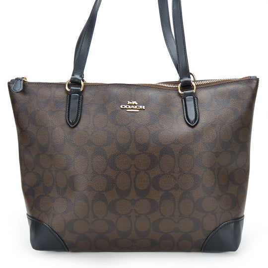 COACH Tote Bag F29208 Leather, PVC Brown Women Used Authentic