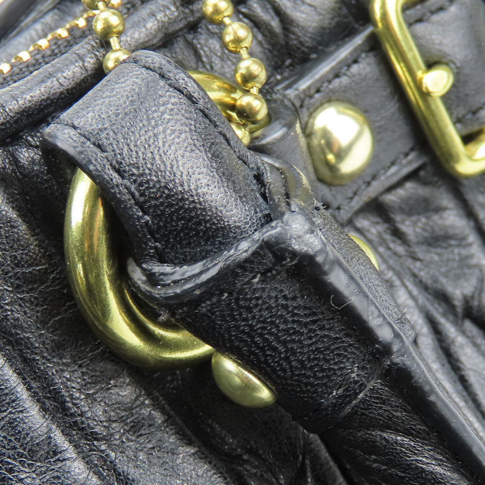 COACH Handbag F28541 leather black Madison Gathered Sophia Women Used Authentic