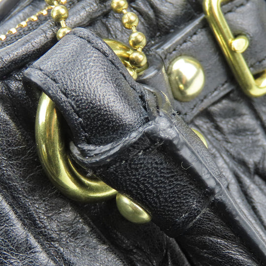 COACH Handbag F28541 leather black Madison Gathered Sophia Women Used Authentic