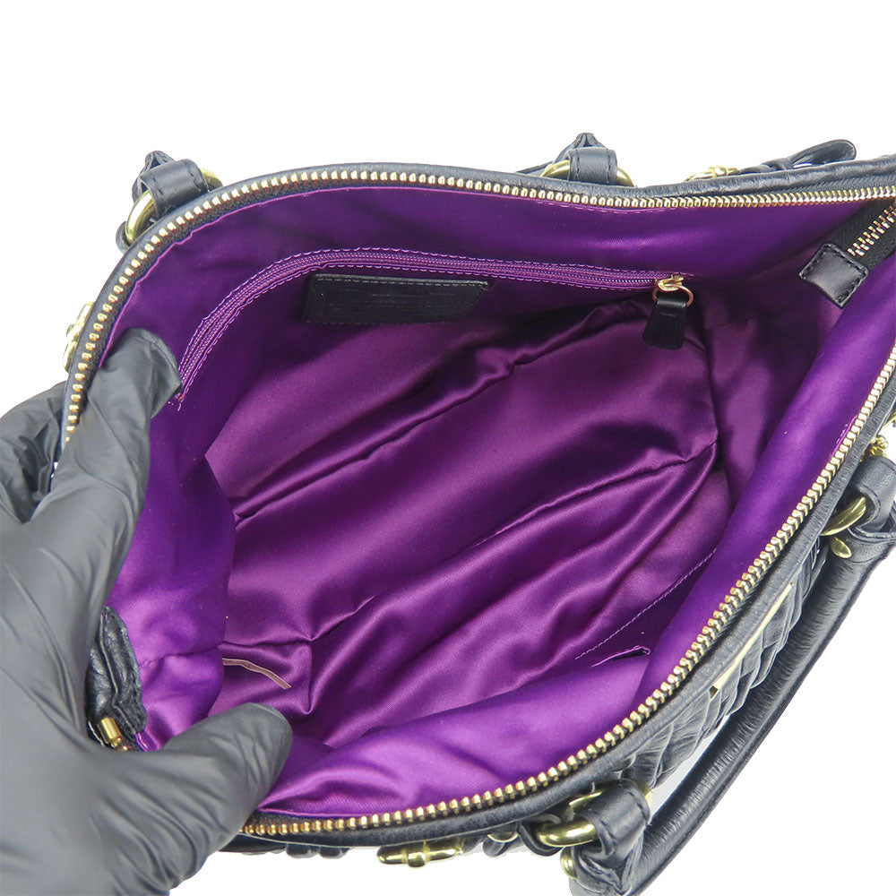 COACH Handbag F28541 leather black Madison Gathered Sophia Women Used Authentic