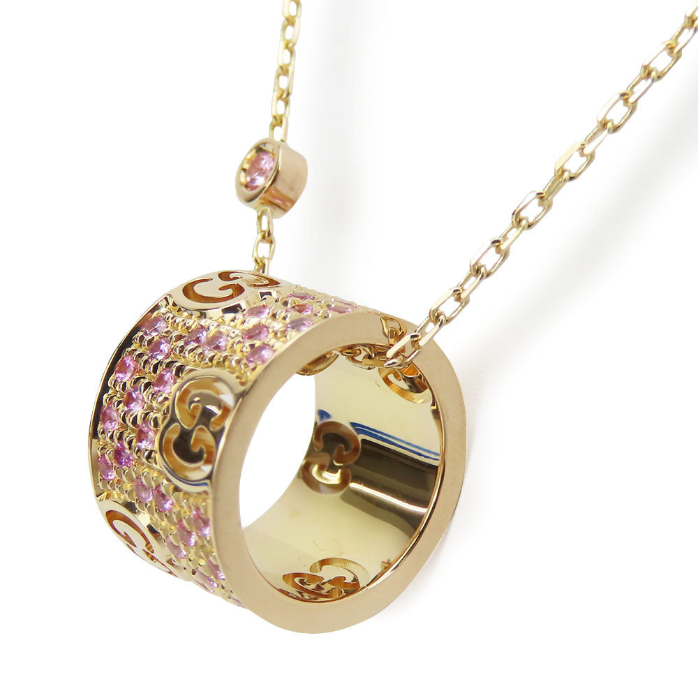 GUCCI Necklace K18 Pink Gold, Pink Sapphire Pink gold Star dust icon Women Used Authentic