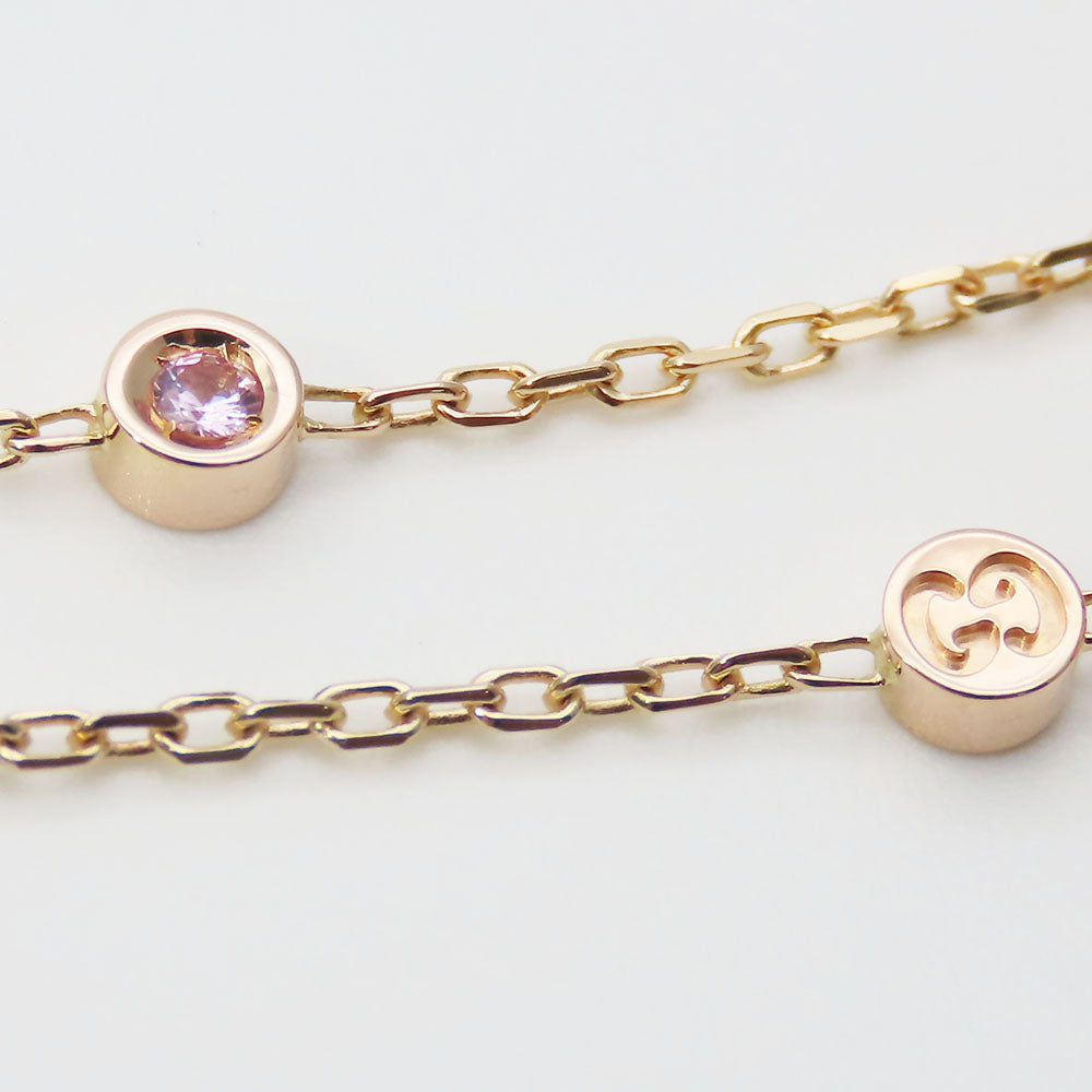 GUCCI Necklace K18 Pink Gold, Pink Sapphire Pink gold Star dust icon Women Used Authentic