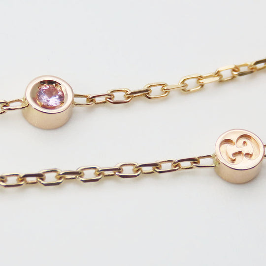 GUCCI Necklace K18 Pink Gold, Pink Sapphire Pink gold Star dust icon Women Used Authentic