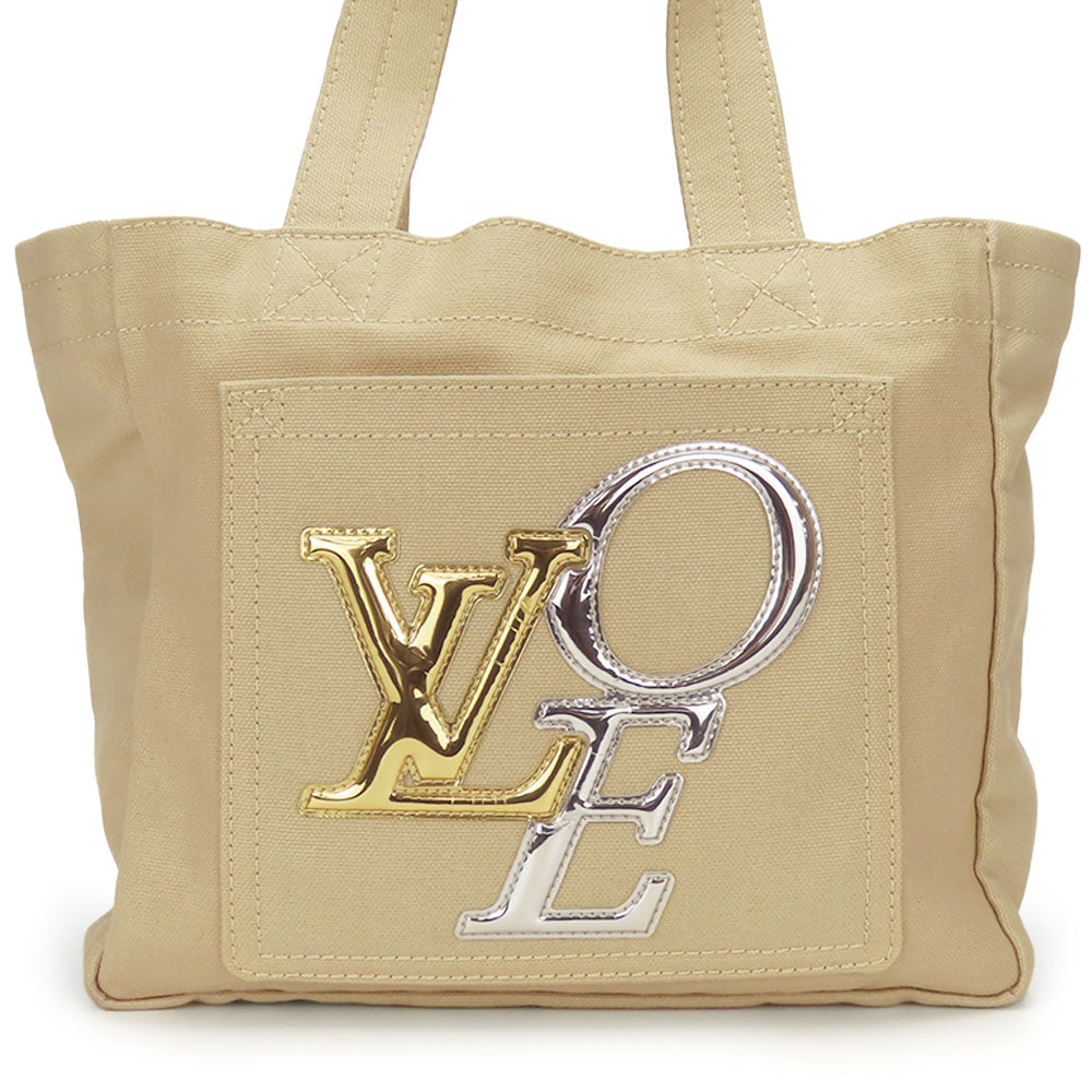 LOUIS VUITTON Tote Bag M95468 Cotton canvas beige That's Love PM Women Used Authentic