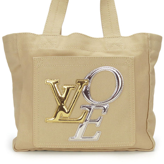 LOUIS VUITTON Tote Bag M95468 Cotton canvas beige That's Love PM Women Used Authentic