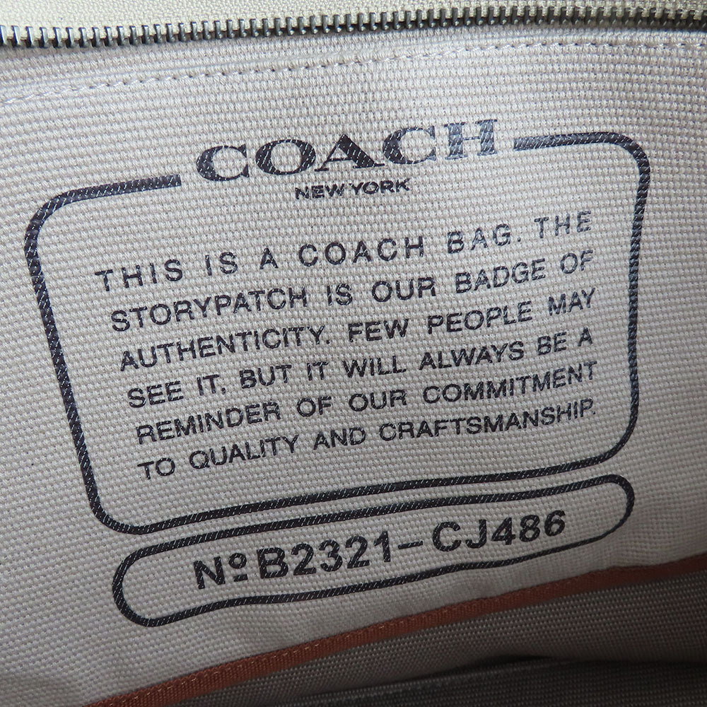 COACH Tote Bag CJ486 Canvas, Smooth Leather beige Tote 38 Women Used Authentic