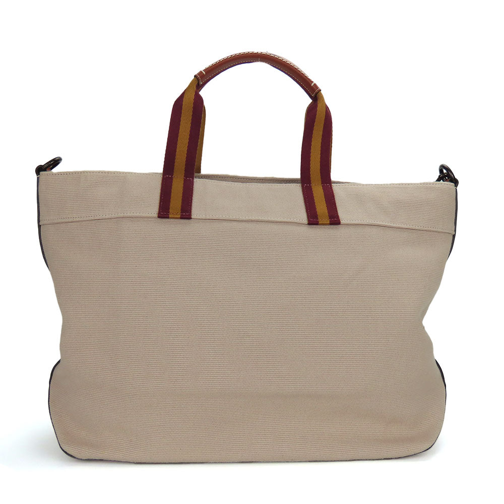 COACH Tote Bag CJ486 Canvas, Smooth Leather beige Tote 38 Women Used Authentic